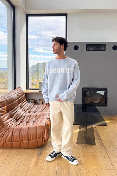 Flaw Wear Snooze Gray Knit Sweater