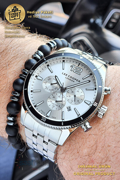 Lee Cooper Original Functions Active White Dial Phosphorescent Dual Time Men's Wristwatch