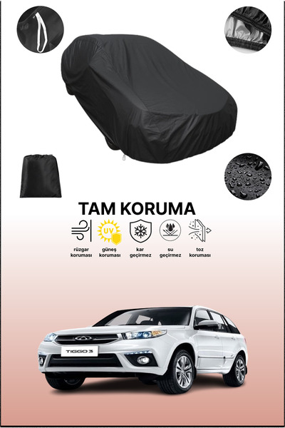 dokaca غطاء سيارة متوافق مع سيارة شيري تيجو 3 باللون الأسود، غطاء واقي، غطاء ...