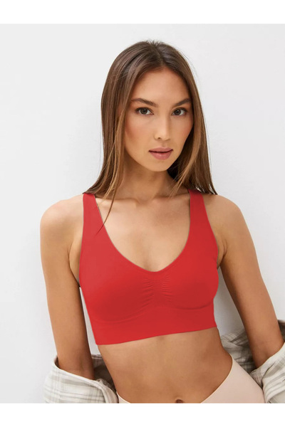 MİSTİRİK Rosella Model Kalın Askılı Extra Toparlayıcı Pedsiz Büstiyer Korse Kırmızı Renk