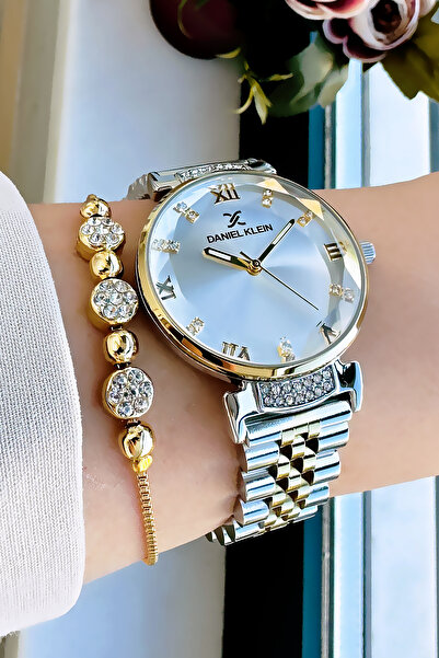 Daniel Klein Original Stone Case Waterproof Women Wristwatch Two Colors Steel Cord Gift Bracelet Dkby2042C2