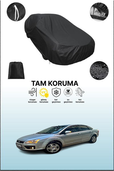 dokaca غطاء سيارة متوافق مع فورد فوكس أسود بأربعة أبواب 2005 - 2007، غطاء واق...