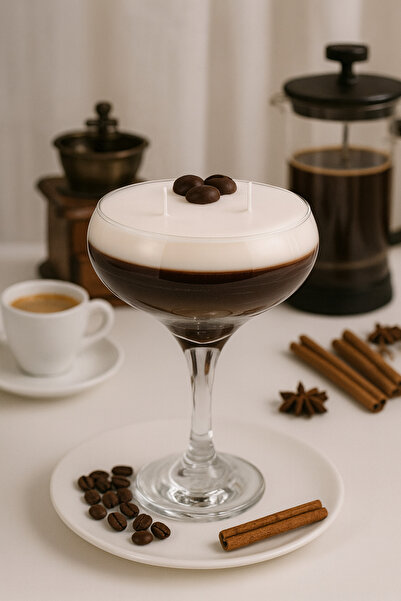 TREND YANKI Kahveli Mum Martini Bardağında