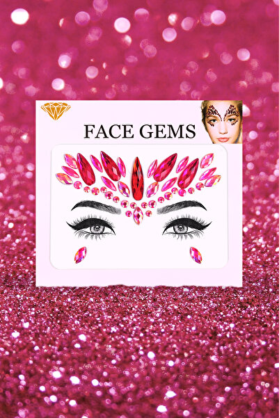 BearPear Gamma Işıltılı Kristal Kesim Makyaj Festival Yüz Taşı Kırmızı Face Gems