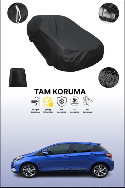 dokaca غطاء سيارة متوافق مع تويوتا ياريس سوداء ذات 5 أبواب موديلات 2017 - 201...