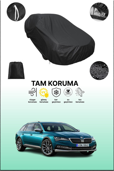 dokaca غطاء سيارة متوافق مع سيارة سكودا سوبرب سكاوت 2019 - 2021 باللون الأسود، غطاء واقي، غطاء سيارة