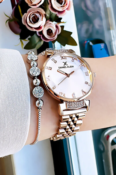 Daniel Klein Kadın Kol Saati 3 Atm Su Geçirmez Rose Gold Çelik Kordon + Bileklik Elg580