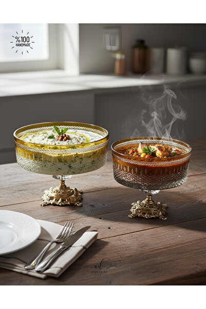 AKDEN STORE Kristal Dekor Cam Kase / Sofra Sunum Kasesi, Salata Kasesi