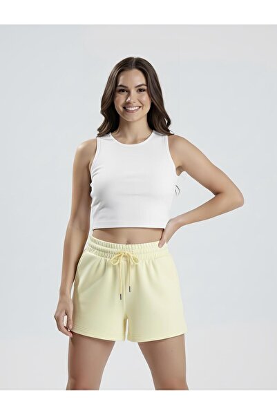 NOLYA MODA Women's White Shorts Modal Fabric Soft Textured Stretchy Lycra Lace-Up Shorts