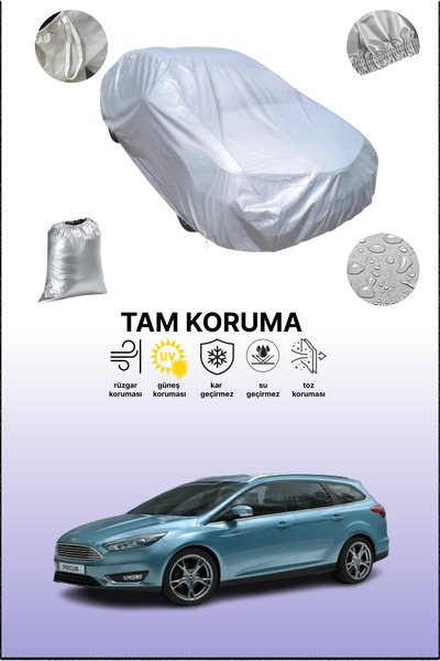 dokaca غطاء سيارة رمادي متوافق مع فورد فوكس 3 واجن، غطاء سيارة، غطاء حماية