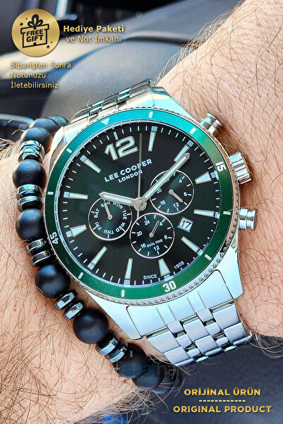 Lee Cooper Orijinal Fonksiyonları Aktif Takvimli Koyu Yeşil Kadran Erkek Kol Saati