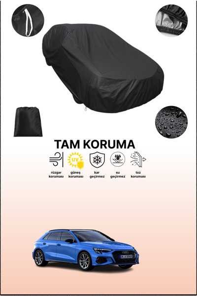 dokaca غطاء سيارة أسود متوافق مع أودي A3 هاتشباك، غطاء واقي، غطاء سيارة