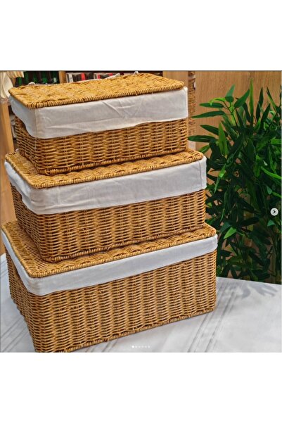 NYC HOME 3LÜ KAPAKLI HASIR ORGANİZER