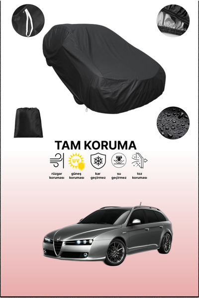 dokaca غطاء سيارة متوافق مع سيارة ألفا روميو 159 سبورت واجن باللون الأسود، غطاء حماية، غطاء سيارة