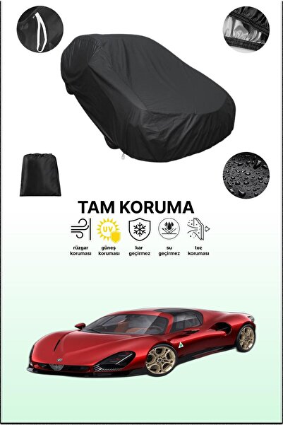 dokaca غطاء سيارة متوافق مع سيارة ألفا روميو 33 سترادالي باللون الأسود، غطاء واقي، غطاء سيارة