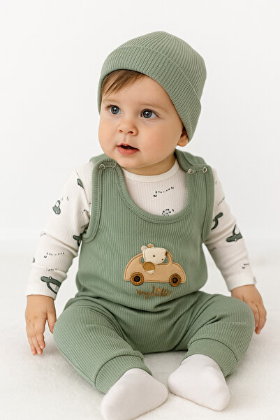 bebekyol Araba Nakışlı Erkek Bebek Tulum