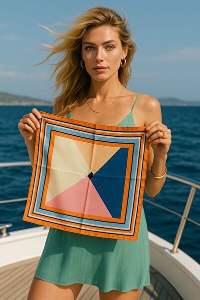 Axesoire 12398 Orange Satin Bandana Scarf