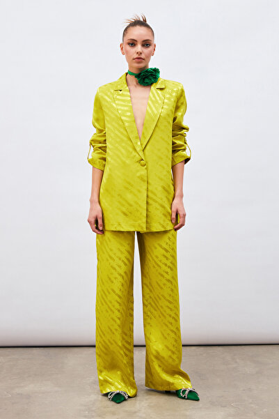 Sateen Pantaloni casual cu model - verde ulei