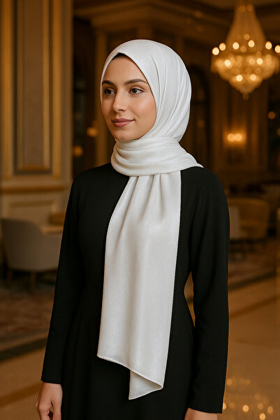 Onur شال - فستان سهرة قماش لامع لامع شال حجاب ملابس موضة متجر جودة العميل (EKRU)