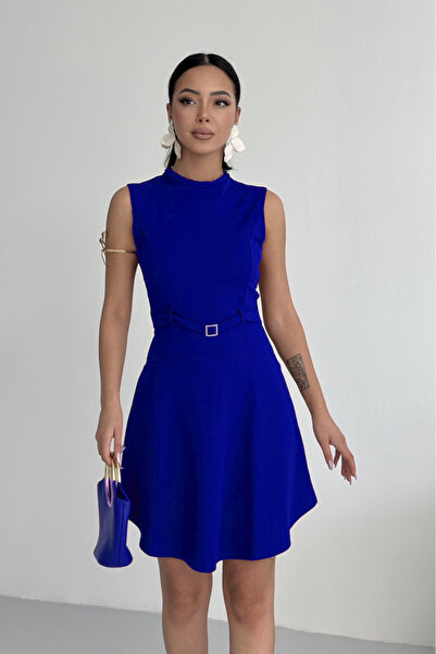 ALFUDO Moda Collection Accesoriu centură cu decolteu tip bicicletă Rochie alb...