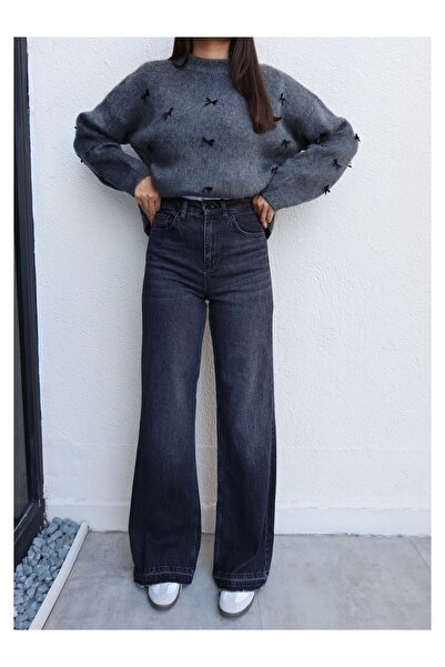 ESRAHELVACI Παντελόνι τζιν με φαρδύ πόδι από λύκρα