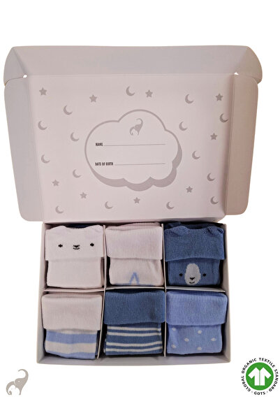 OKAYRO ORGANIC 6’lı %100 Organik Pamuk Yenidoğan Erkek Bebek Çorap Seti – Hed...