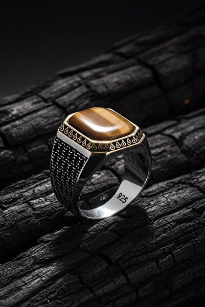 Takıdepo Kaplangözü Taşlı Gümüş Erkek Yüzük