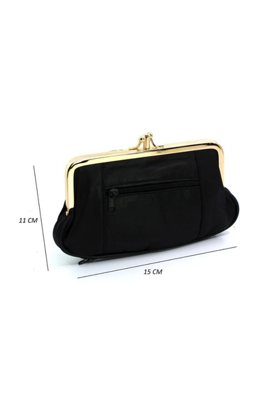 KY Green Genuine Leather Clip-On Scholarship Women's Wallet Card Holder