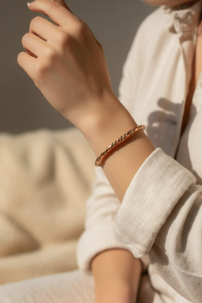 Sevilgülgünfinecrafts سوار من النحاس المقاوم للتشويه - لون مزدوج