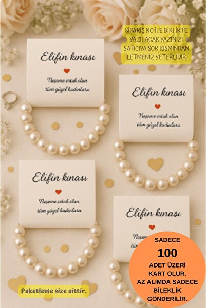 Emtory Home 10 Adet İnci Bileklik - Kına Hediyesi - Nişan Hediyesi - Bride He...
