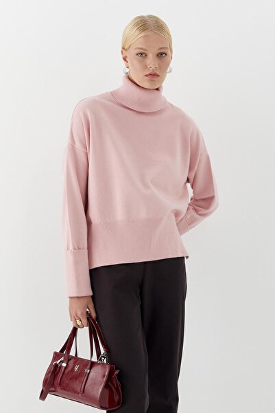 MARKALİSTE Basic High Neck Knit Sweater Pink