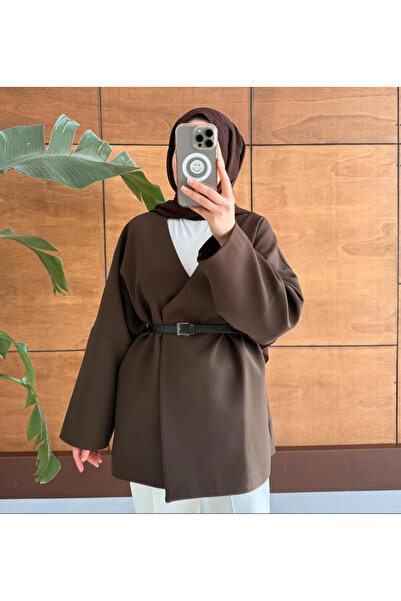 Molly Nelly Дамско елегантно яке с колан и подплата от кимоно