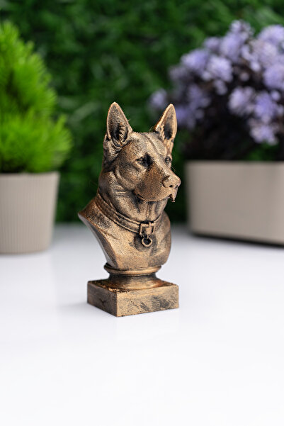 Makerpax Alman Kurdu Köpek Büst Heykel – El Yapımı Dekoratif Figür 10cm – Masa Üstü Süs Eşyası