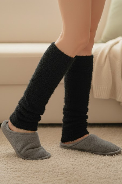 KARDEŞLER ÇORAP Women's Winter Knee Pads Bearded Leggings Socks