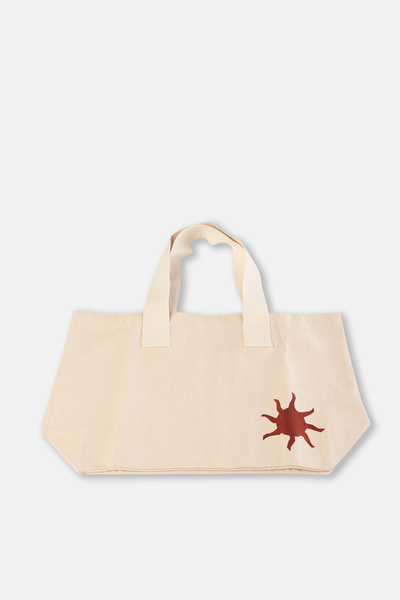 Dagi Ecru Women's Large Size Embroidered Canvas Bag