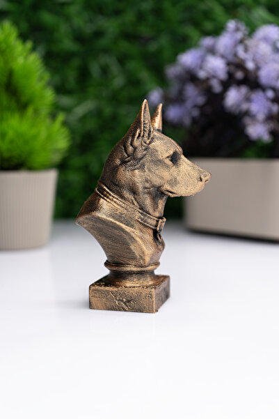 Makerpax Alman Kurdu Köpek Büst Heykel – El Yapımı Dekoratif Figür 10cm – Masa Üstü Süs Eşyası