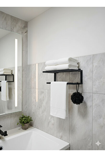 Hagen Suport pentru prosoape din metal inoxidabil Raft pentru baie 2 ori Suport pentru haine Raft Suport pentru prosoape Suport pentru șampon Înălțime: 20 Lățime: 45x27cm