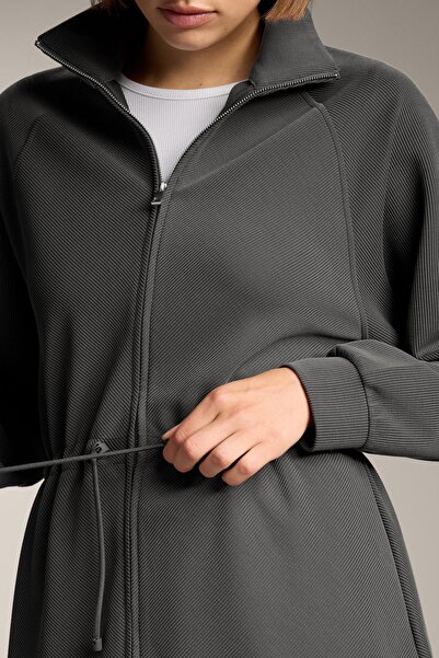 Oysho Long rib jacket with soft-touch modal and adjustable waist