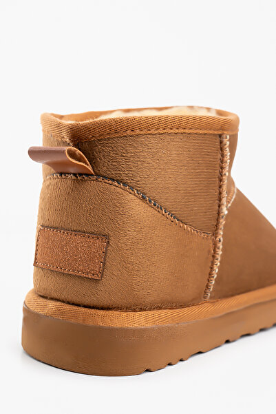 Blyss Kadın Taba Süet Ultra Mini Bot Içi Kürklü Kışlık Taban Model Bot & Bootie