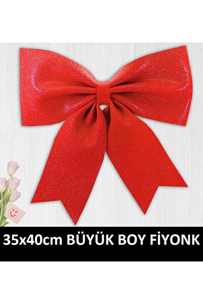 whitetech Kırmızı Simli Eva Fiyonk Büyük Boy Dekor Süs 35X40 Cm