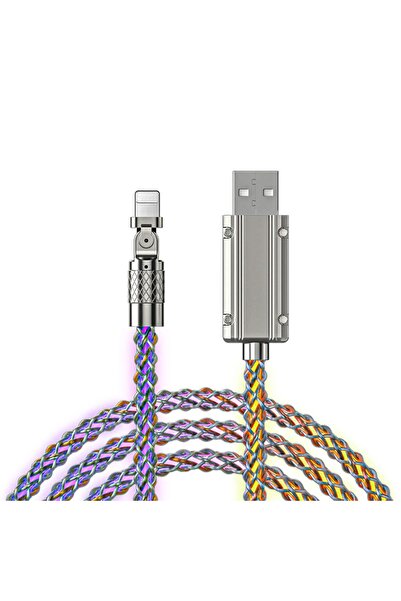 Timebox Cablu de date și încărcare rapidă 120W USB - Lightning LED iluminare ...