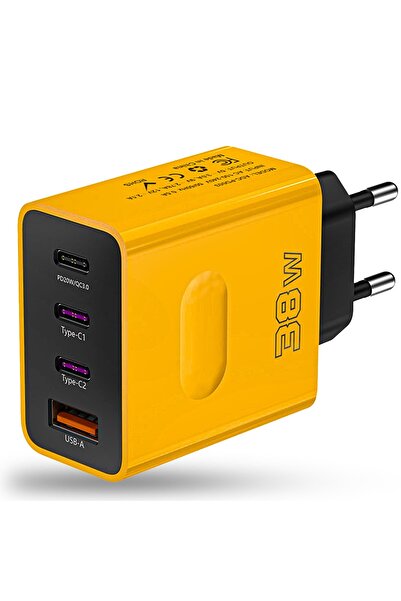 Timebox Încărcător de rețea cu 4 porturi, 38W, încărcare rapidă, 3 porturi ti...