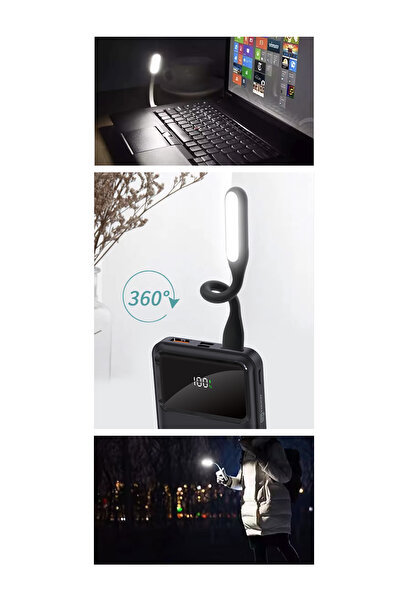 İntouch 10.000 Mah Prime Dijital Göstergeli Dahili Çoklu Kablolu Powerbank,siyah,taşınabilir Şarj Cihazı