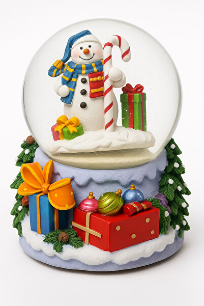 esdekor Müzikli Kardan Adam Kar Küre 14 cm 1 Adet Noel & Yılbaşı Dekor Çam Ağaçlı Çevirmeli Hediyelik