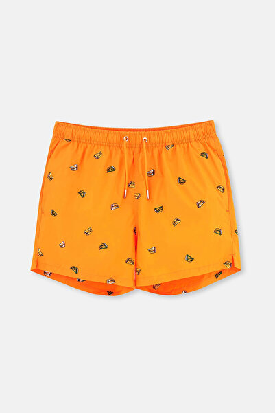 Dagi Turuncu Yelken Nakışlı Kısa Şort