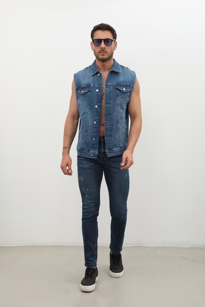 BANNY JEANS Erkek Düğmeli Jean Yelek