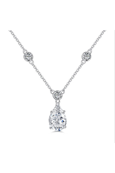 levandore قلادة ليف بير الماسية، فضة إسترلينية، مطلية بالروديوم الأبيض