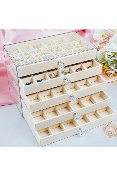 EMKSHOP منظم صندوق المجوهرات والمجوهرات الحديث ذو 5 أدراج
