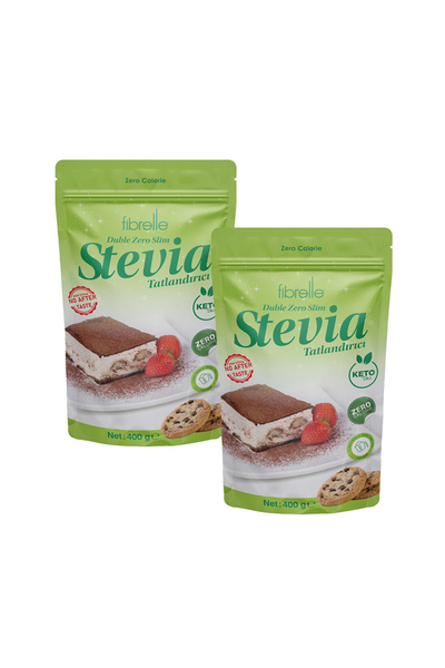 Fibrelle Double Zero Slim 400gr X 2 Paket Stevialı Tatlandırıcı Ketojenik / Zero Sıfır Kalori /vegan