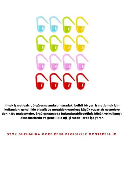 Prestij Boncuk Metal Saplı Tığ Yün Örgü Seti Tığ 7 Adet + Işaretleyici Ve Makas